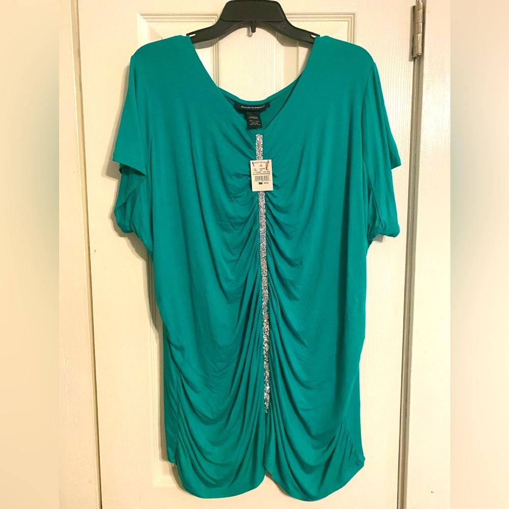 Rhinestone Embellished Emerald Green Top